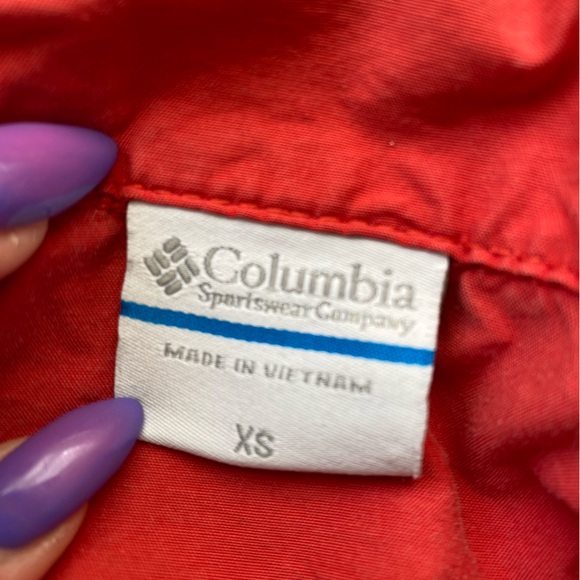 Columbia windbreaker pullover quarter zip hooded high collared red spring coat - Picture 9 of 10